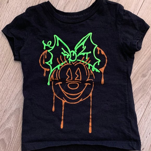 Disney Other - Minnie Mouse Halloween Neon Glow in the Dark Tee Shirt Disney Store Size XXS 2/3